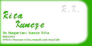 rita kuncze business card